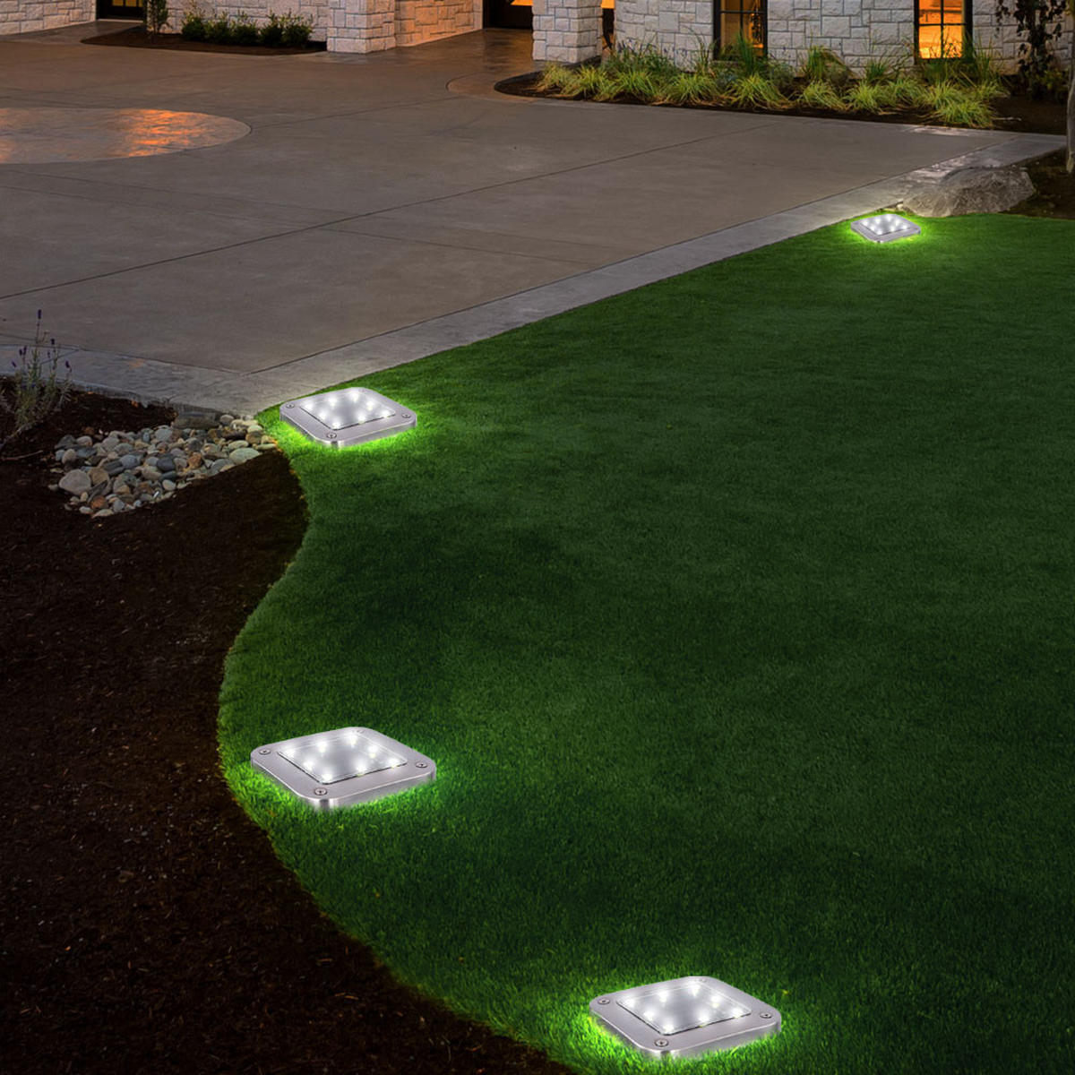 LED AUSSENLEUCHTE Edelstahl Silber 4er Set - Silberfarben, Metall (10/10/13cm) - Globo Lighting