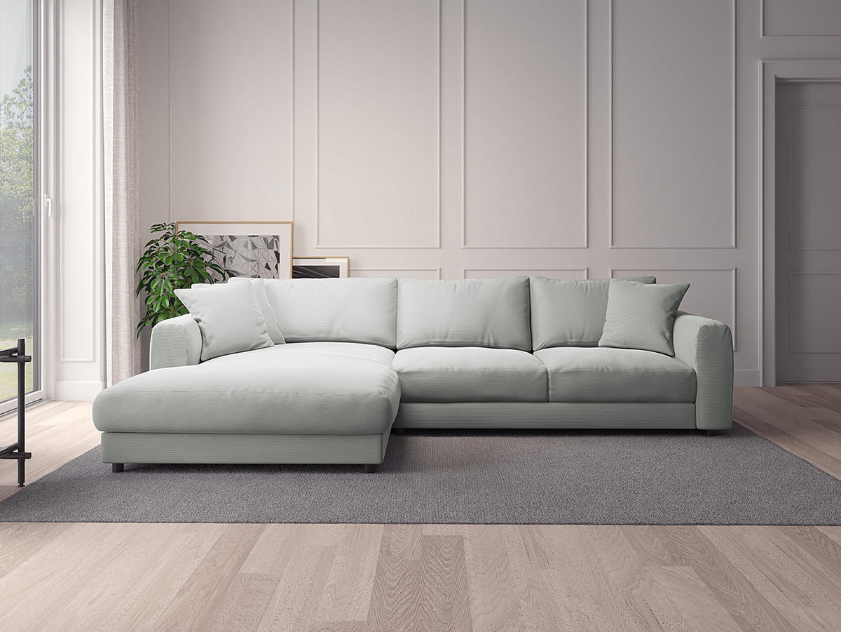 ECKSOFA mit Longchair - Schwarz/Grau, Holz/Kunststoff (286/183cm) - home24