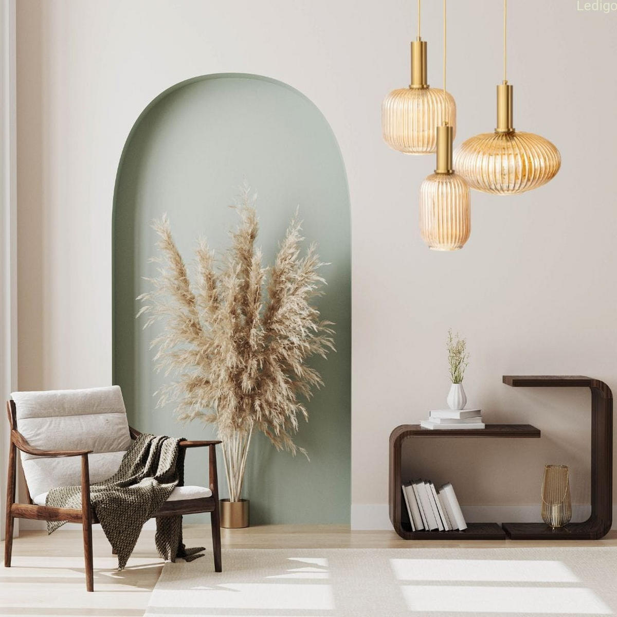 PENDELLEUCHTE Paris - Goldfarben/Bernsteinfarben, Glas/Metall (30/30/125cm) - kiki design