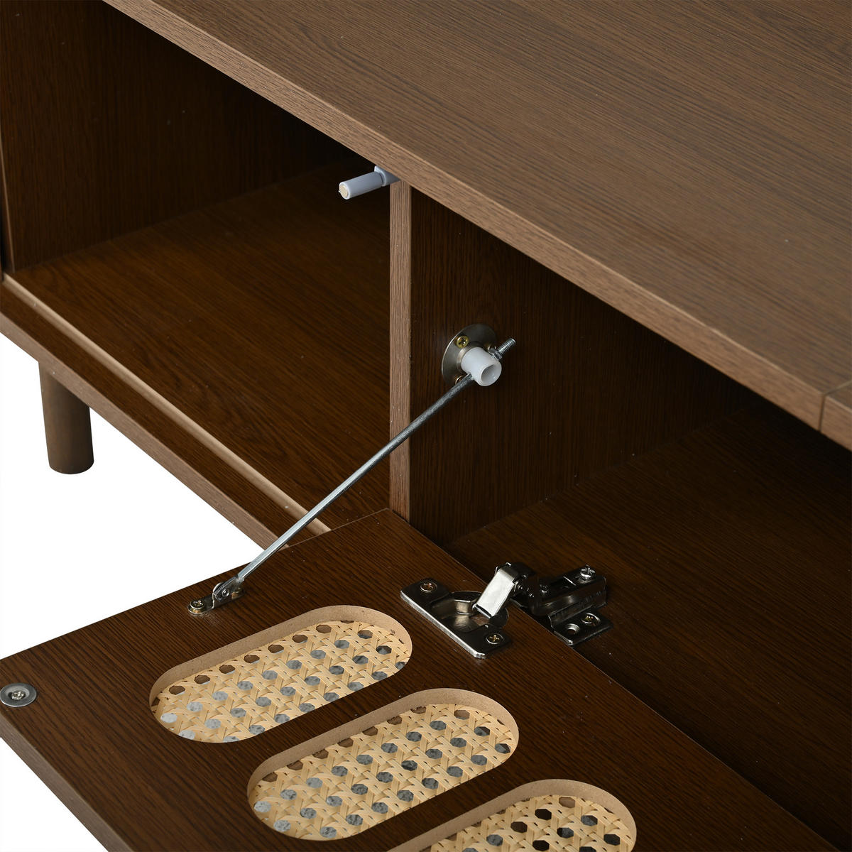 LOWBOARD DE-40410 Klapptür mit Rattan-Design und Rolltüren Walnuss - Walnussfarben, Holzwerkstoff (180/40/40cm) - ComfortXL