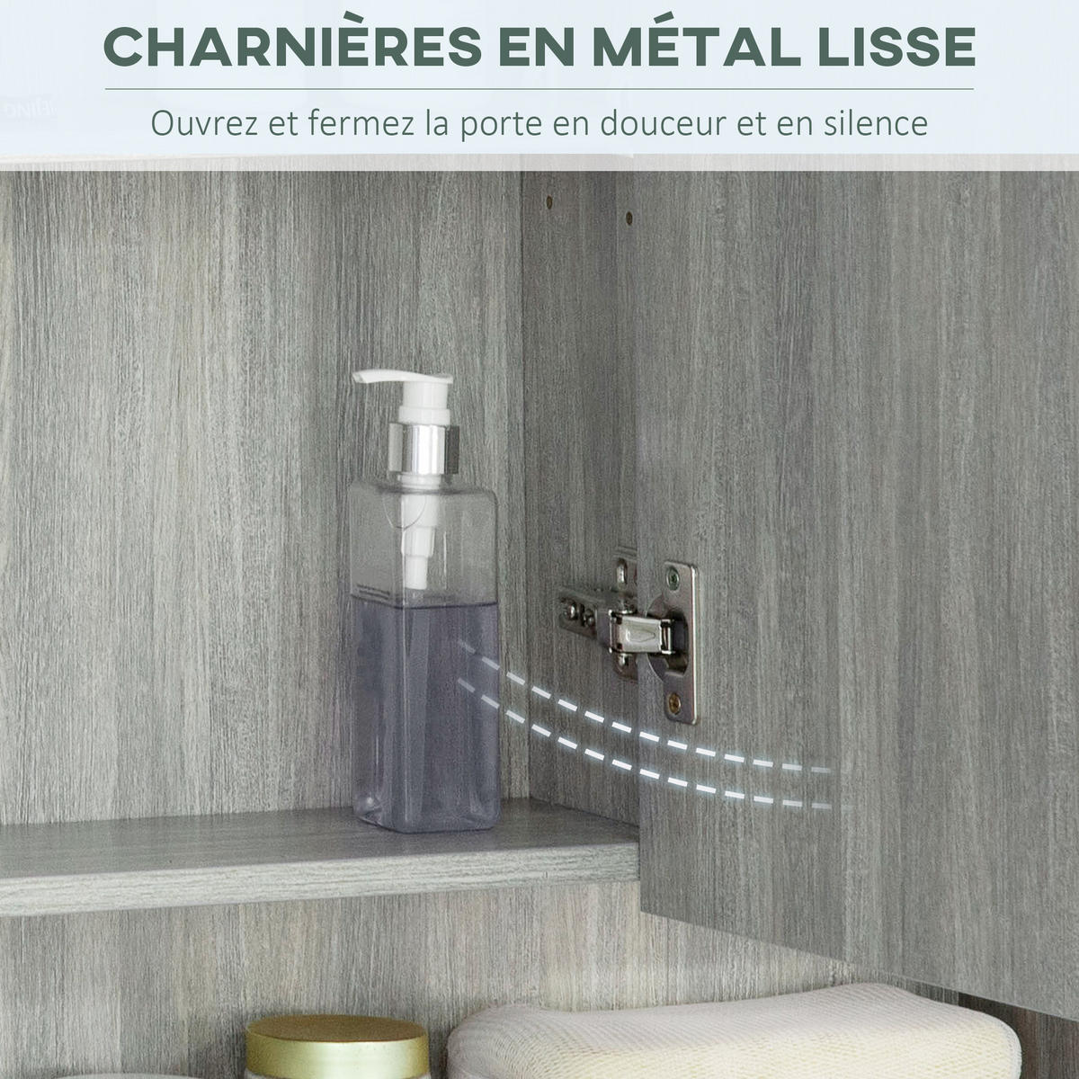 SPIEGELSCHRANK, 3-türiger Spiegelschrank, verstellbare Einlegeböden, 90 x 15 x 75 cm ,grau - Grau, Glas (90/75/15cm) - Vallsero