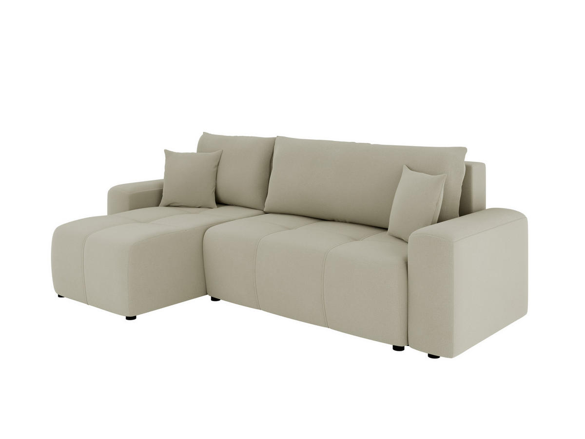ECKSOFA Nolani mit Schlaffunktion & Bettkasten – Modern & Bequem - Beige, Kunststoff (248/145cm) - Panda Möbel
