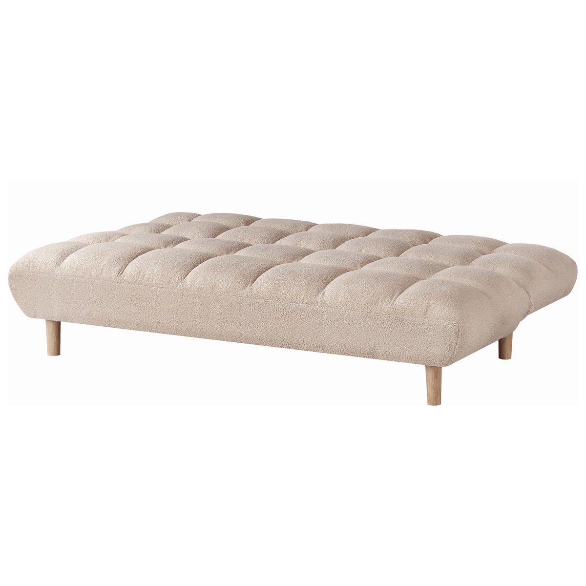 SCHLAFSOFA 2-Sitzer Bouclé Beige Risor - Beige/Braun, Textil (190/83/90cm) - Beliani