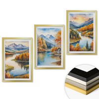 WANDBILDER 3er Set - 40x60 cm Goldrahmen - Herbstliche Berglandschaften - Goldfarben, Kunststoff (40/60cm) - ArtPrintCave