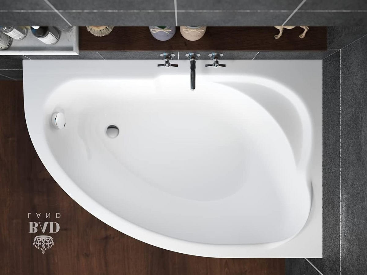 BADEWANNE Eckwanne STANDARD 130/85 Rechts mit Schürze Ablauf Füße - Weiß, Kunststoff (85/53.5/130cm) - bad land