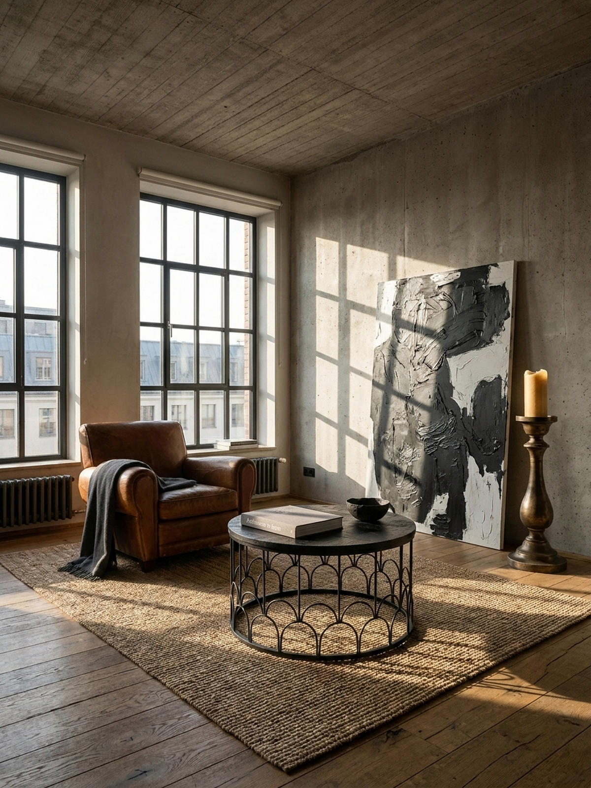 COUCHTISCH Rund in Schwarz aus Mango Massivholz mit Metallgestell, 60x60x36cm, Industrial Design - Schwarz, Holz/Metall (60/60/36cm) - KADIMA DESIGN