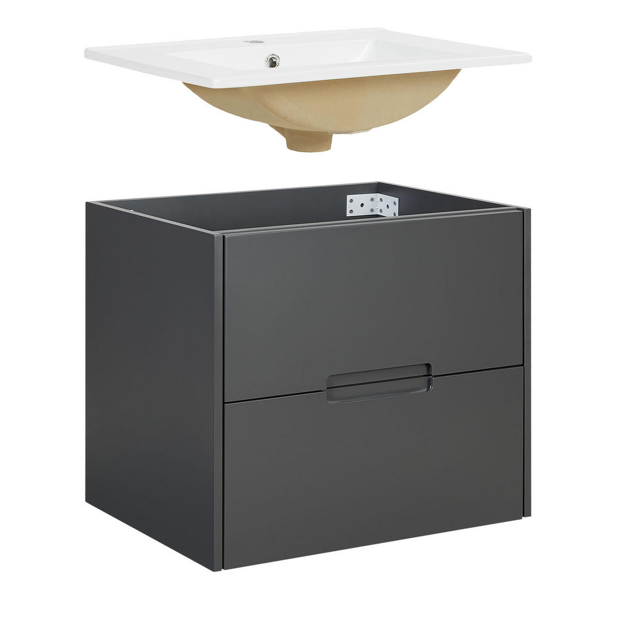 WASCHTISCHKOMBI 60 cm Grau - Grau, Holz/Keramik (61/54/47cm) - Homestyle4u