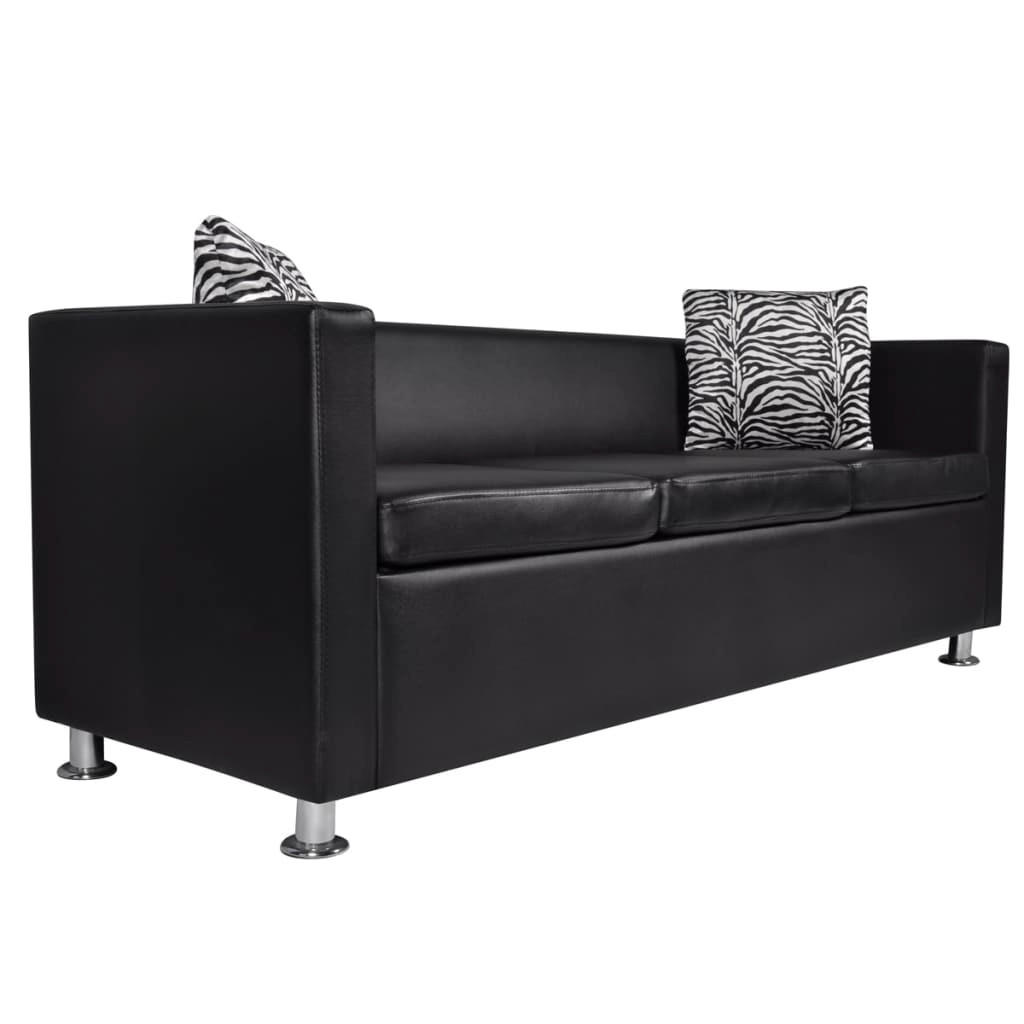 3-SITZER-SOFA Dillenburg - Schwarz, Leder (170/63/62.5cm) - Nettlife