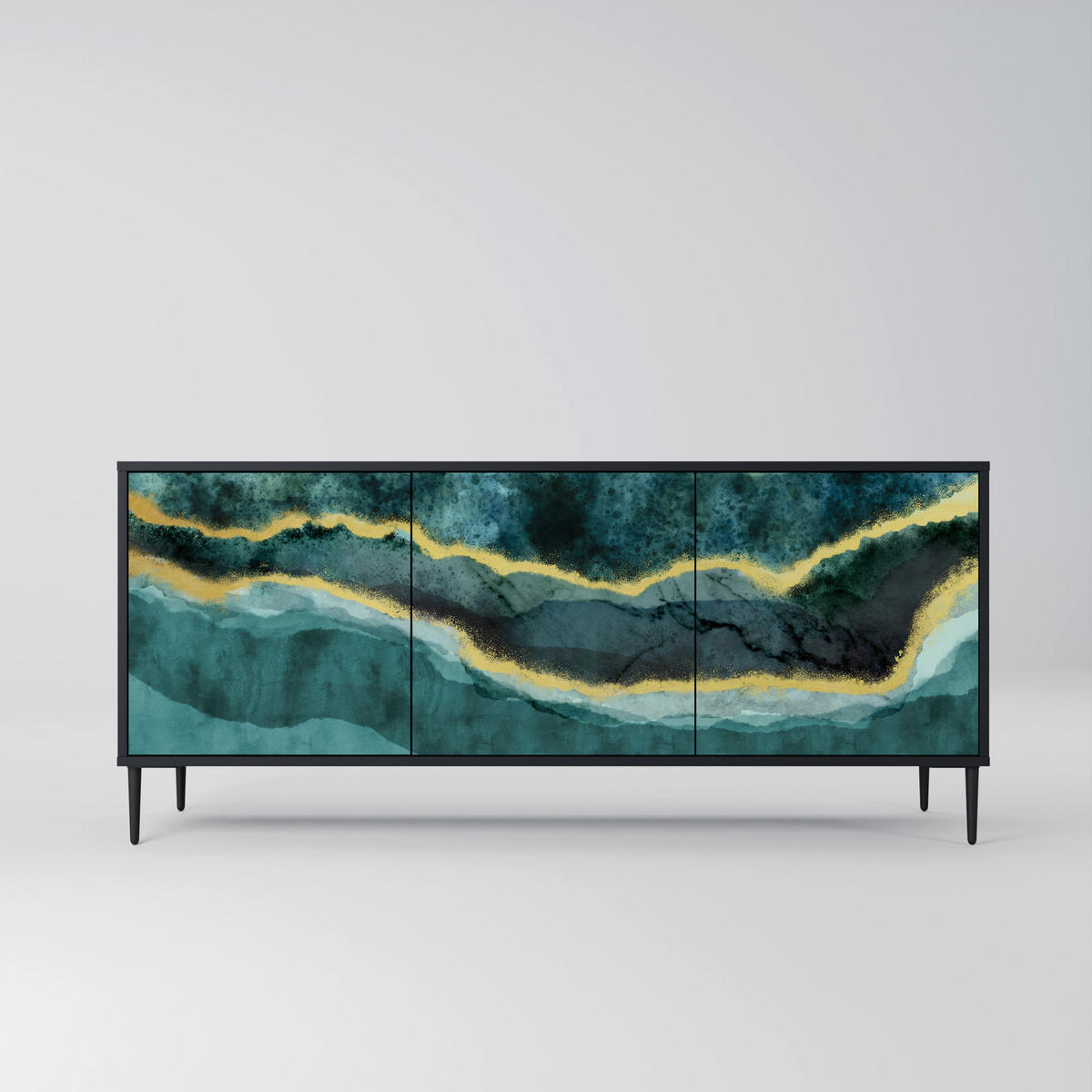 SIDEBOARD GOLDRUSH ODYSSEY, Eicheneffekt, 164,5x42x77,5 cm, 3 Türen - Eichefarben/Buchefarben, Holzwerkstoff/Buchenholz (164.5/77.5/42cm) - SpaceRebels