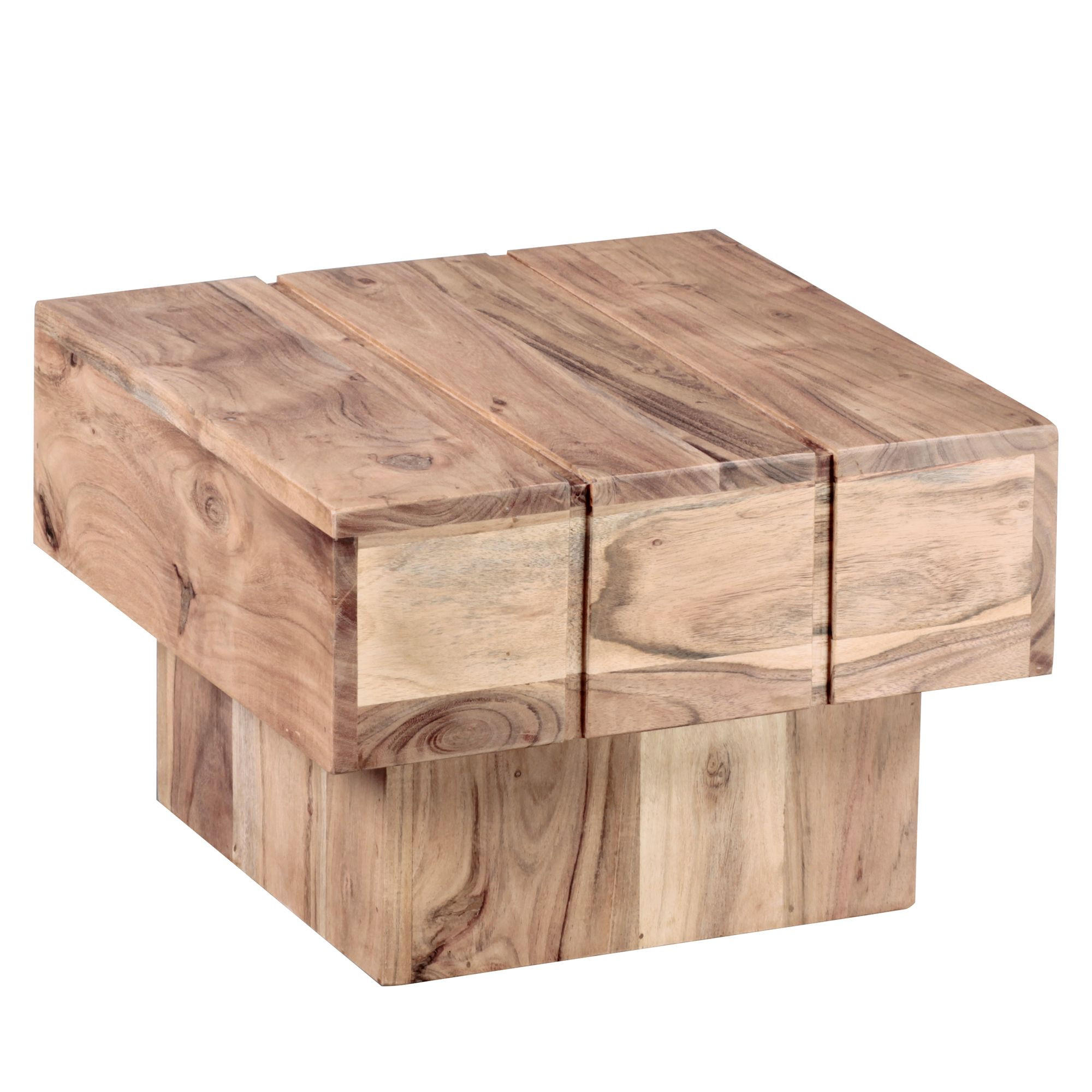 BEISTELLTISCH aus Massivholz, handgefertigt, Unikat, Beige 44x44x30 cm - Beige, Holz (44/44/30cm) - KADIMA DESIGN