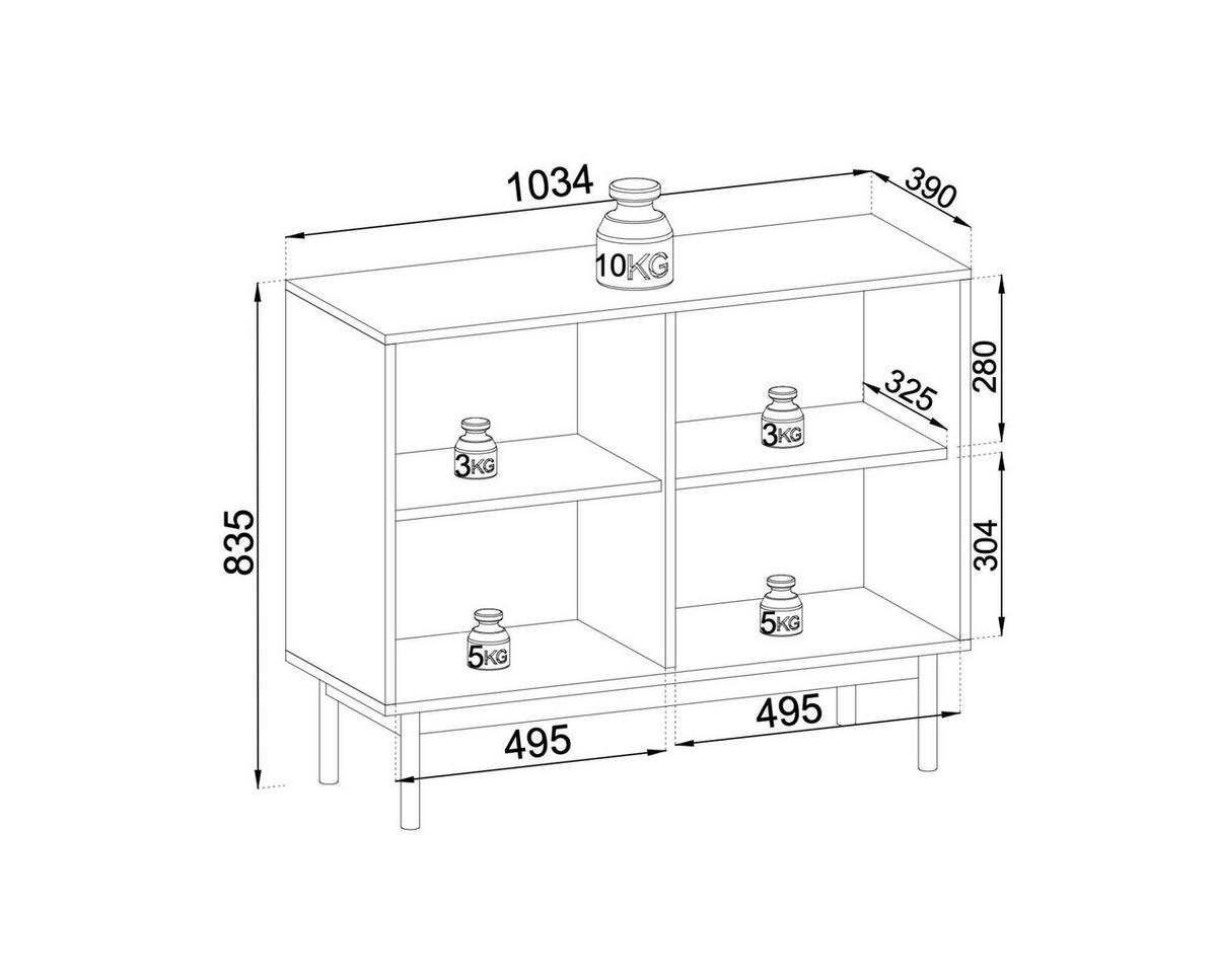 SIDEBOARD JAPANDI Beige 104x39x84 cm - Beige, Holzwerkstoff (104/84/39cm) - FURNLUX