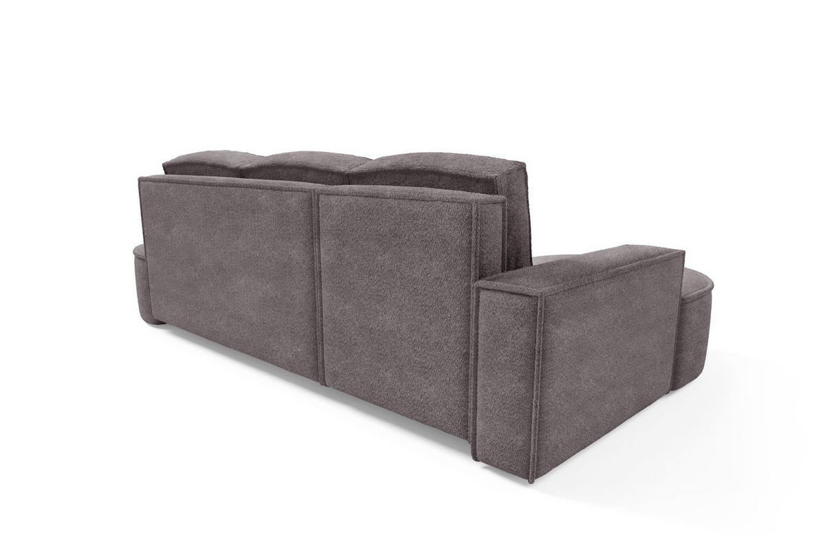 ECKSOFA Flow Grau, mit Schlaffunktion und Kissen in Abriamo Stoff, linke seite - Grau, Holzwerkstoff/Textil (277/157cm) - Bettso