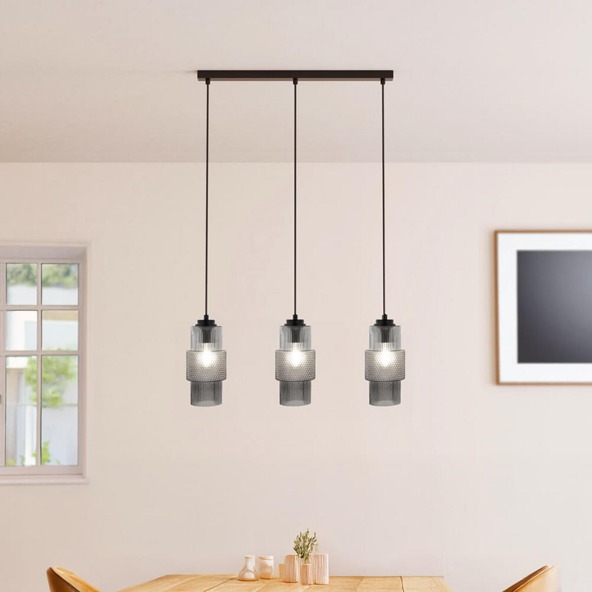 HÄNGELEUCHTE YUKI - Rauchgrau, Hängelampe - Grau, Glas (4/62.5/120cm) - Home Deluxe
