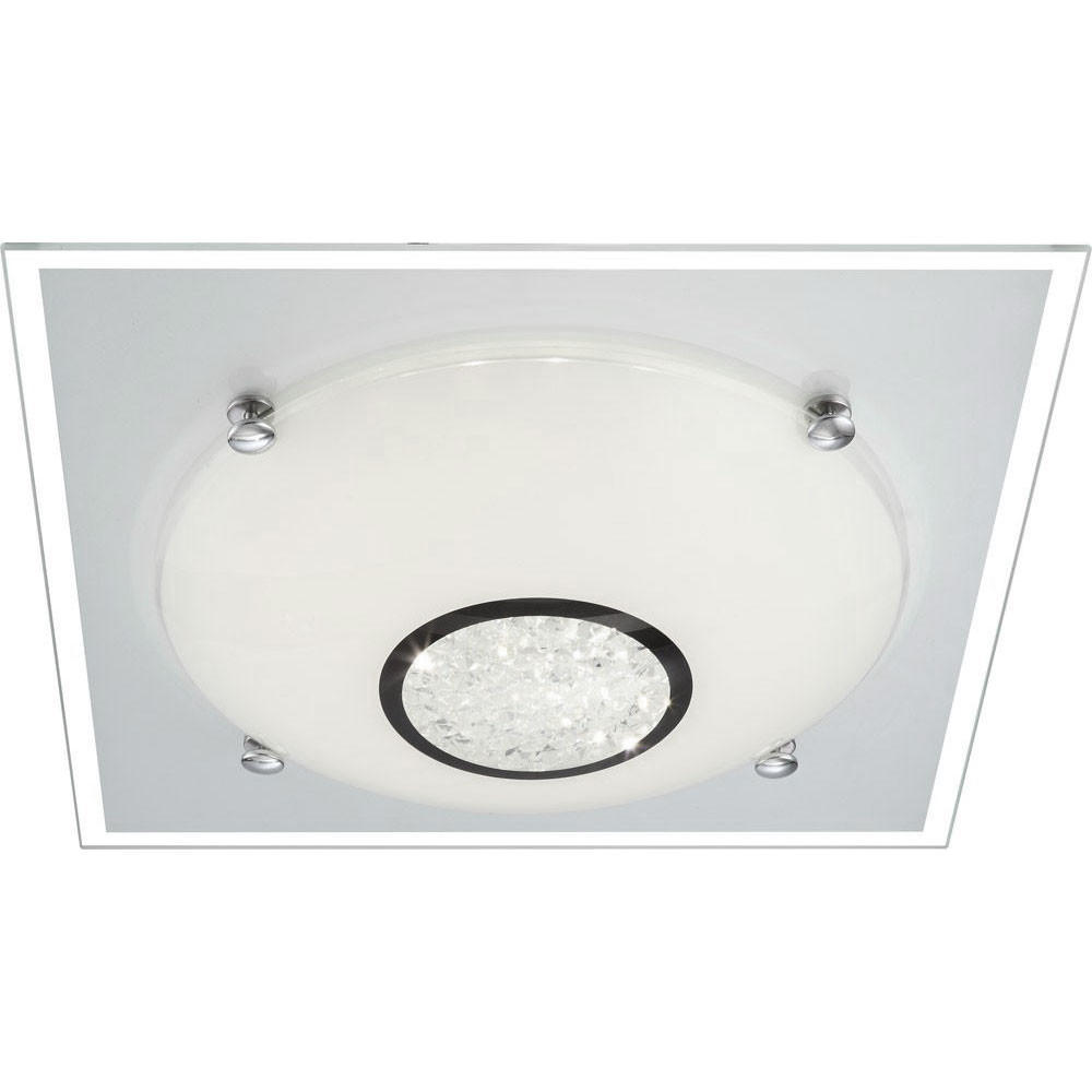 LED DECKENLEUCHTE Metall Weiß Kristalloptik - Weiß, Glas (33.5/33.5/10.5cm) - Globo Lighting