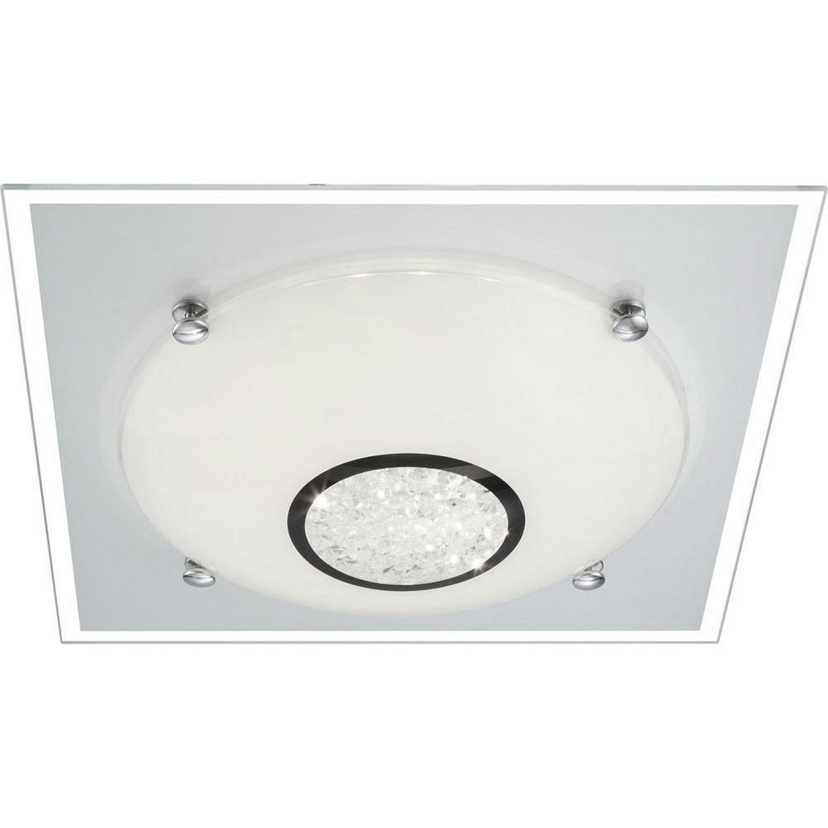 LED DECKENLEUCHTE Metall Weiß Kristalloptik - Weiß, Glas (33.5/33.5/10.5cm) - Globo Lighting