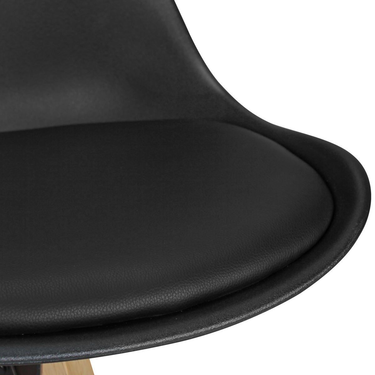 BARHOCKER Set - Ergonomisch Sitzschale, Holzbeine, Schwarz 45x45x113 cm - Beige/Schwarz, Holz/Kunststoff (45/113/45cm) - KADIMA DESIGN