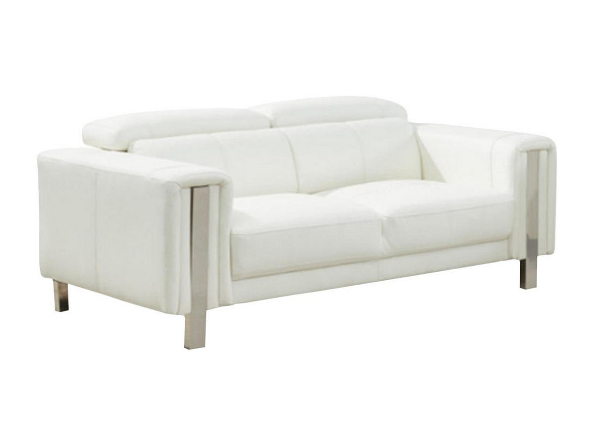 COUCHGARNITUR - 5 Personen - kunstleder - weiß Maroua - Weiß, Leder/Metall (202/87/100cm) - Vente-Unique