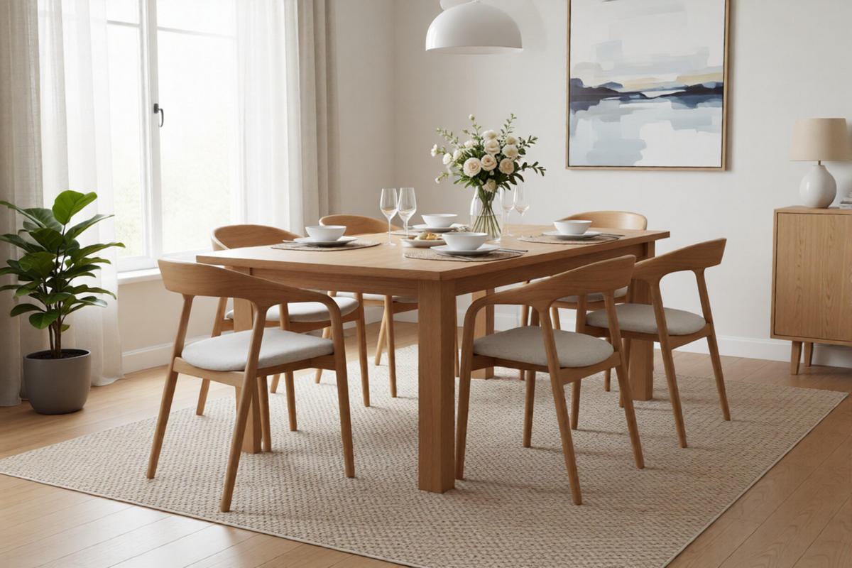 ESSZIMMERSTHUHL Celeste, Natur Massiveiche + beiges veganes Leder - Beige, Holz (53/80/62cm) - WOODEK