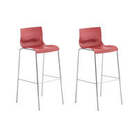 BARHOCKER 2er Set Kunststoff rot - Chromfarben/Rot, Kunststoff/Metall (43/100/48cm) - CLP