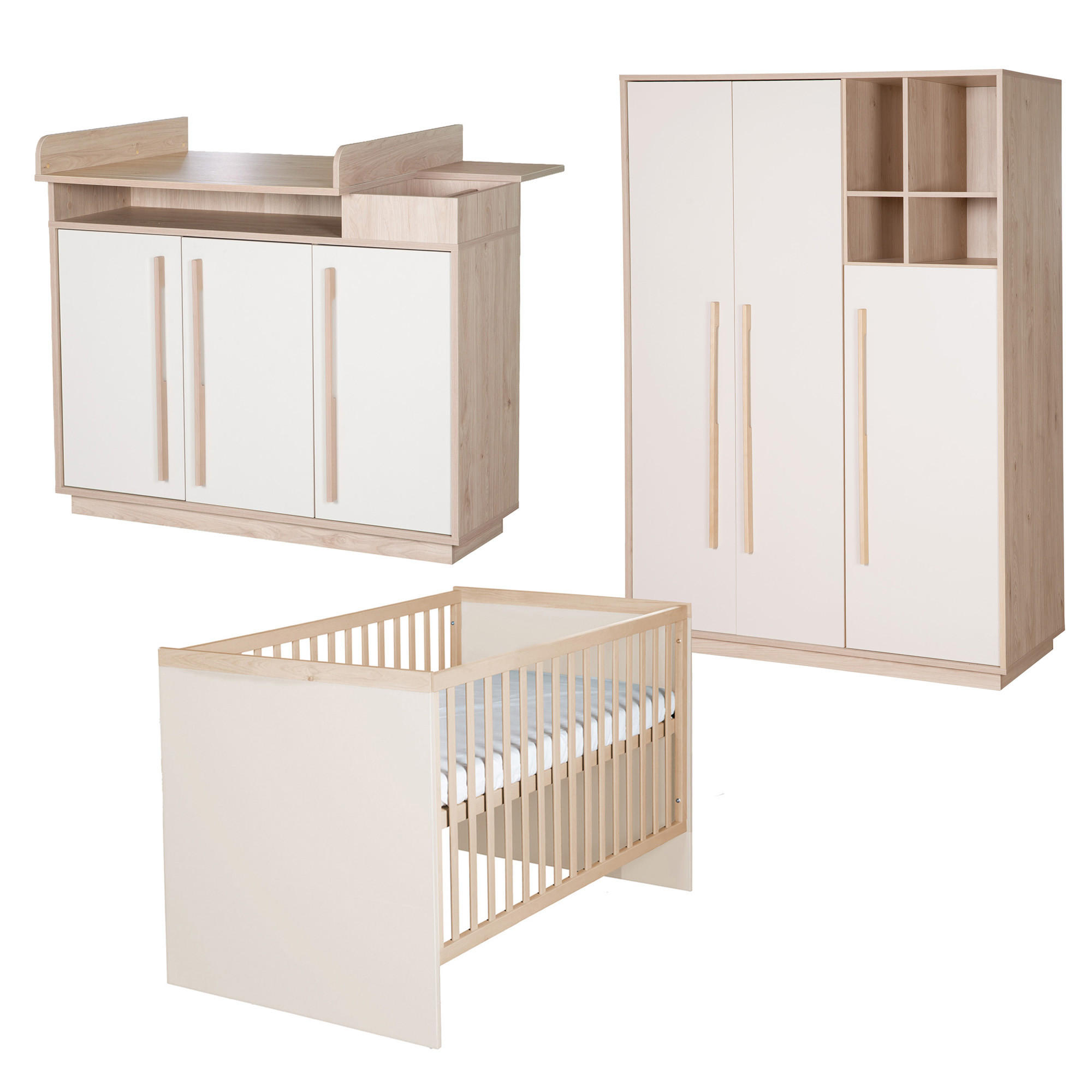 BABYZIMMER Elva 3-teilig - Creme, Holz (1/1/1cm) - Roba