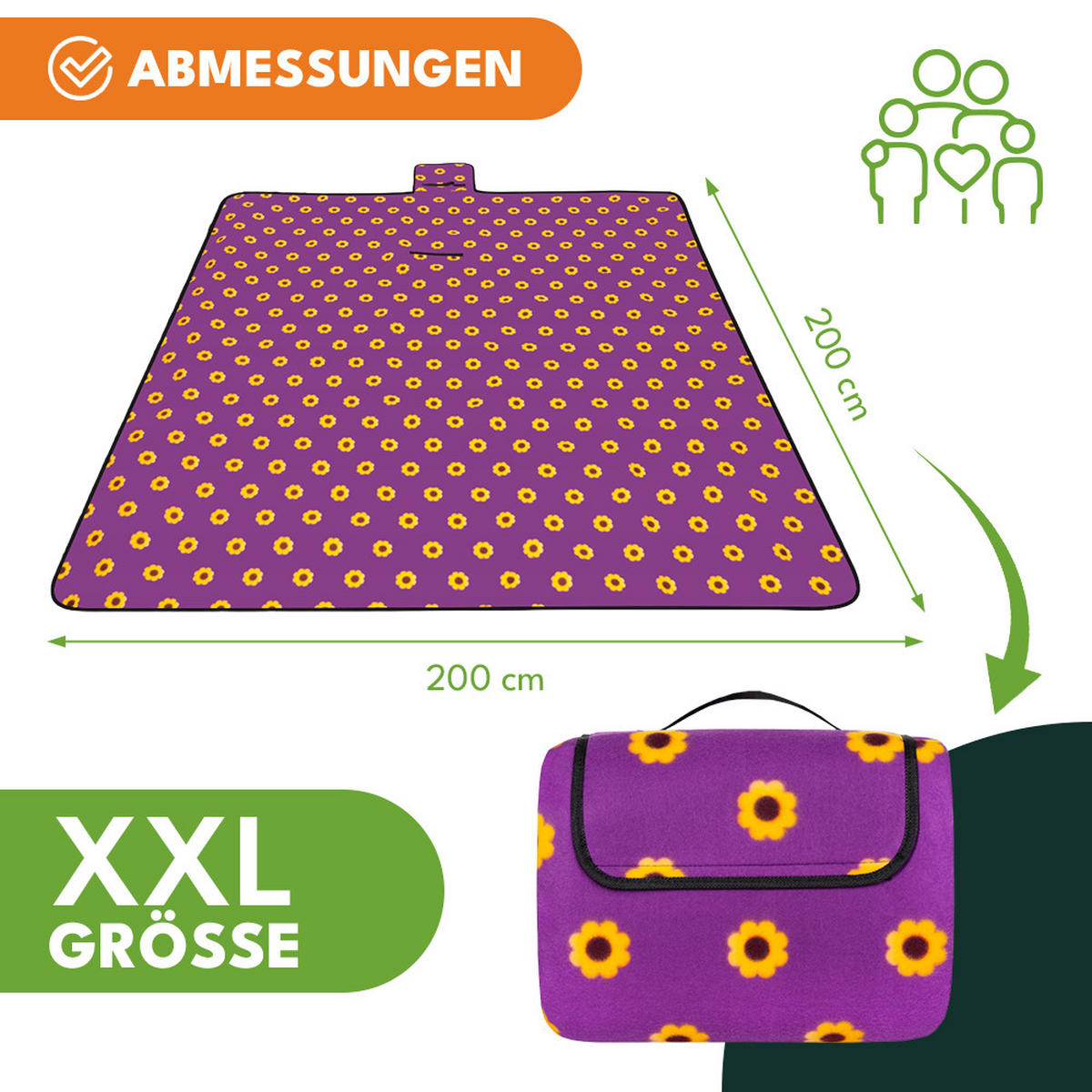 PICKNICKDECKE - Flieder, Textil (200/200cm) - KRUMAD