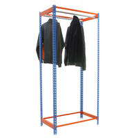 KLEIDERSTANGENREGAL Metal Einzel | HxBxT 200x120x50cm | Blau/Orange | Kleiderständer Garderobe Klamottenregal Stangenregal Regal - Blau, Metall (120/200/50cm) - PROREGAL