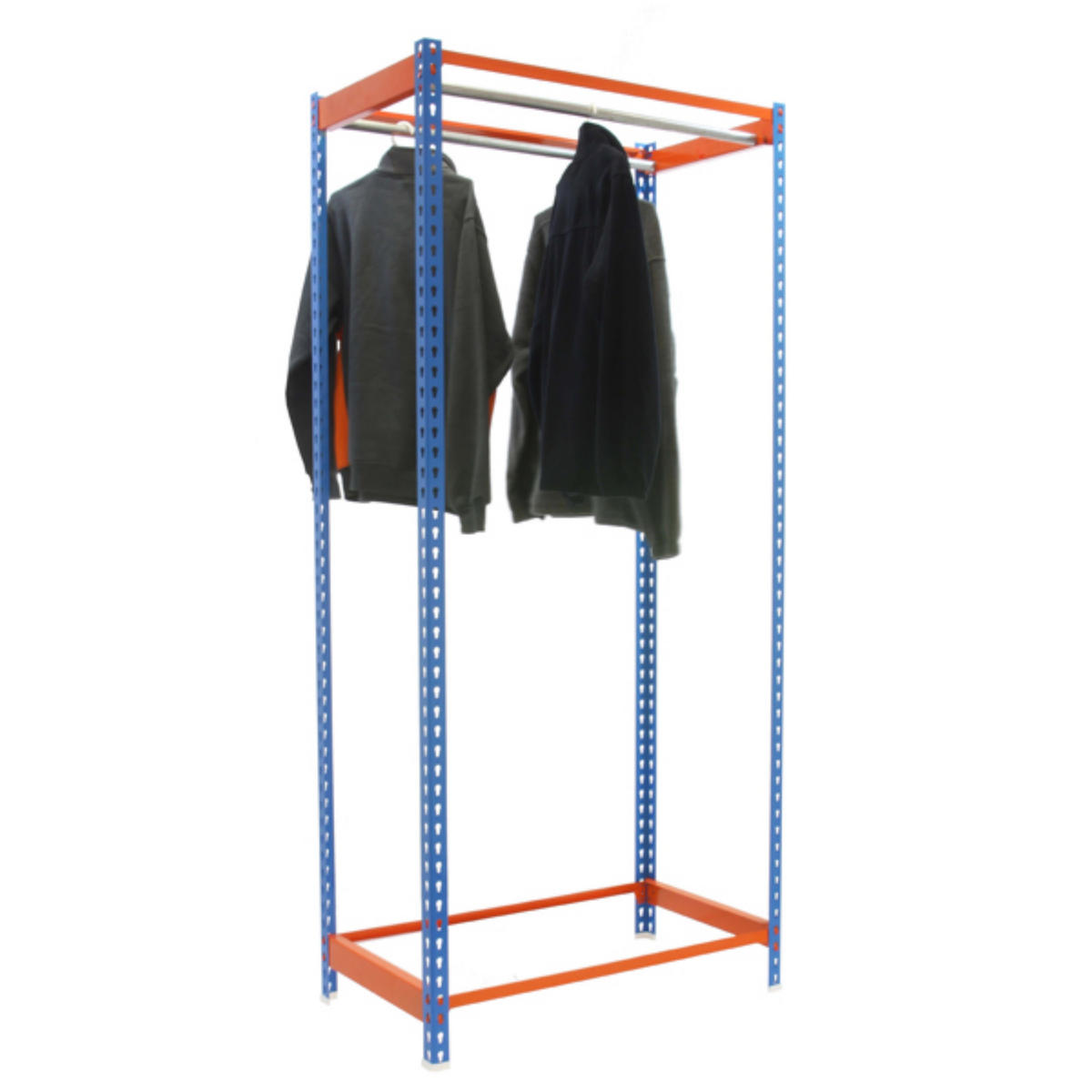 KLEIDERSTANGENREGAL Metal Einzel | HxBxT 200x120x50cm | Blau/Orange | Kleiderständer Garderobe Klamottenregal Stangenregal Regal - Blau, Metall (120/200/50cm) - PROREGAL