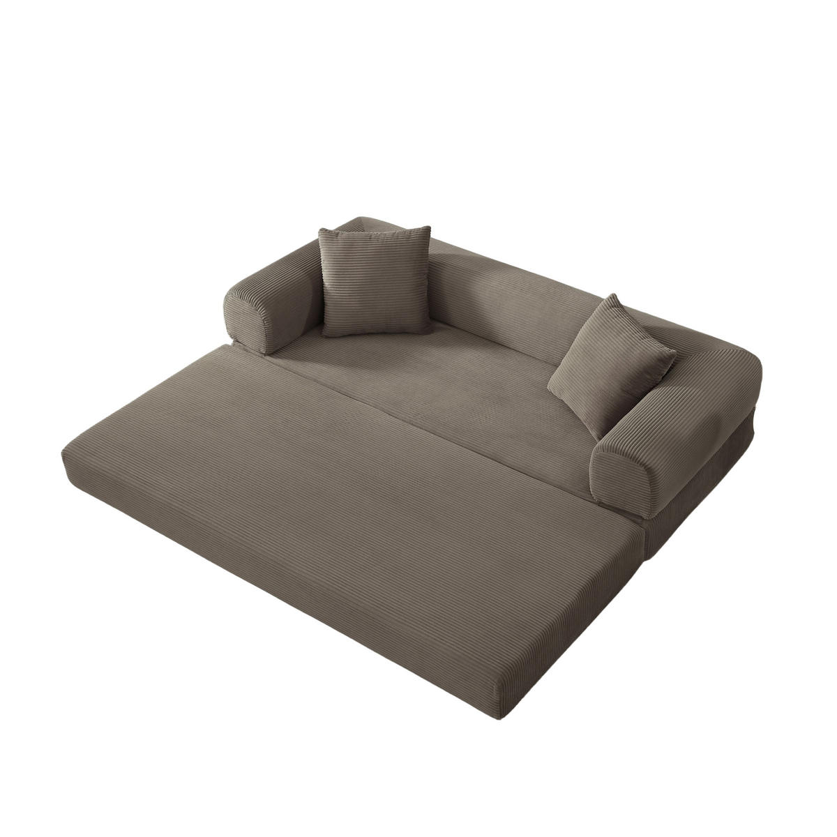 SCHLAFSOFA DE-34902 Tatami-Stil mit Bettfunktion Taupe - Taupe, Textil (89/59/195cm) - ComfortXL