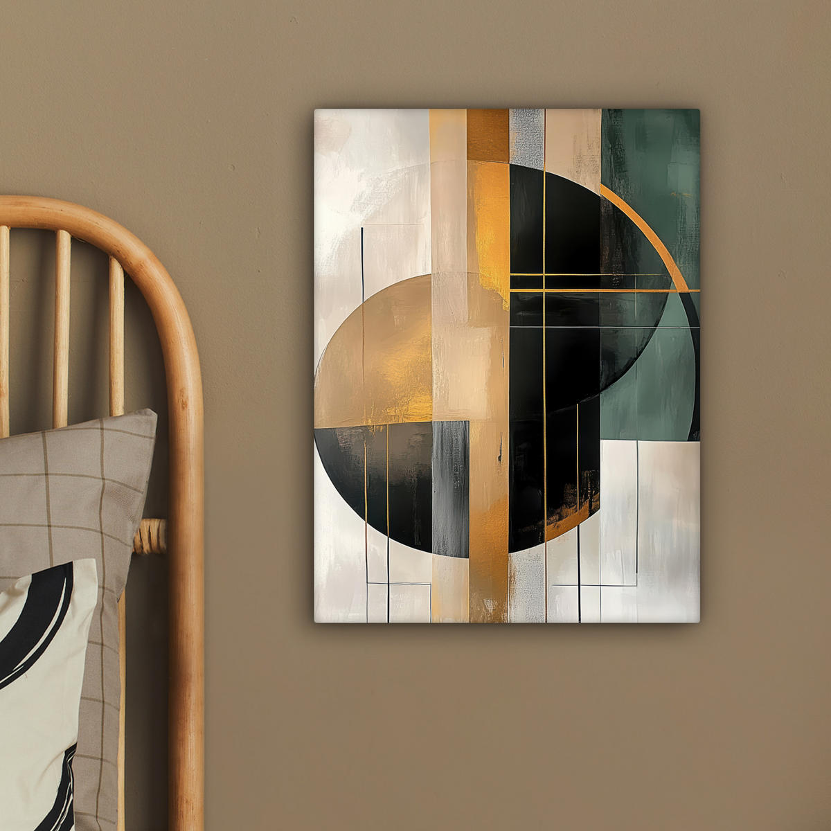 LEINWANDBILD - Abstrakt - Gold - Bronze - Grün - Formen - Modern - 30x40 - Bilder - Multicolor, Textil (30/40cm) - MuchoWow