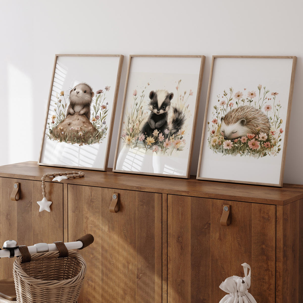 SADA PLAGÁTOV Do Detskej Izby Mackovia Mesiace Oblaky Hviezdy 3x Plagát A4 21 x 30 cm - oranžová/hnedá, papier (21/30/1cm) - Muralo