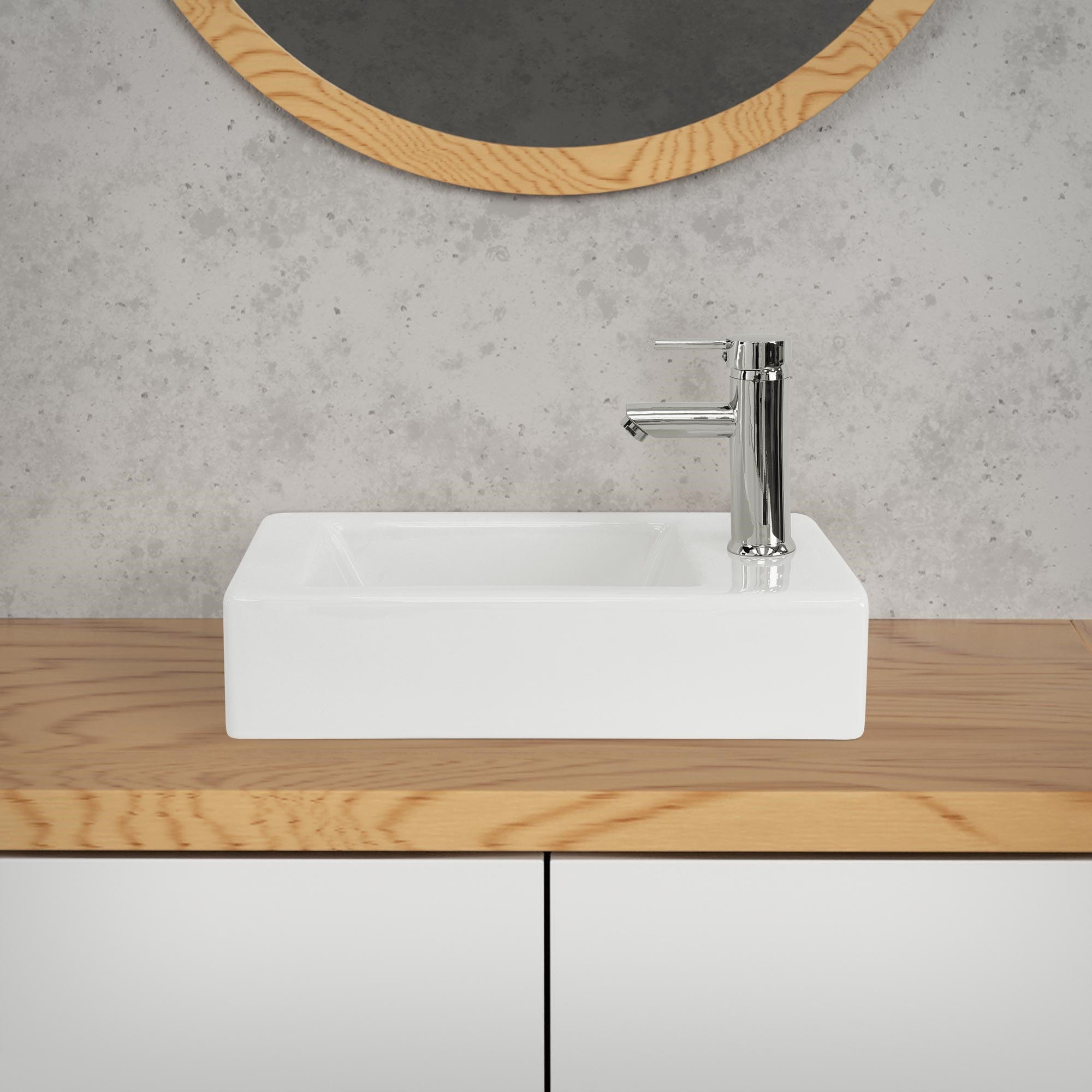 WASCHBECKEN - Weiß, Keramik (26/11/46cm) - ML-DESIGN