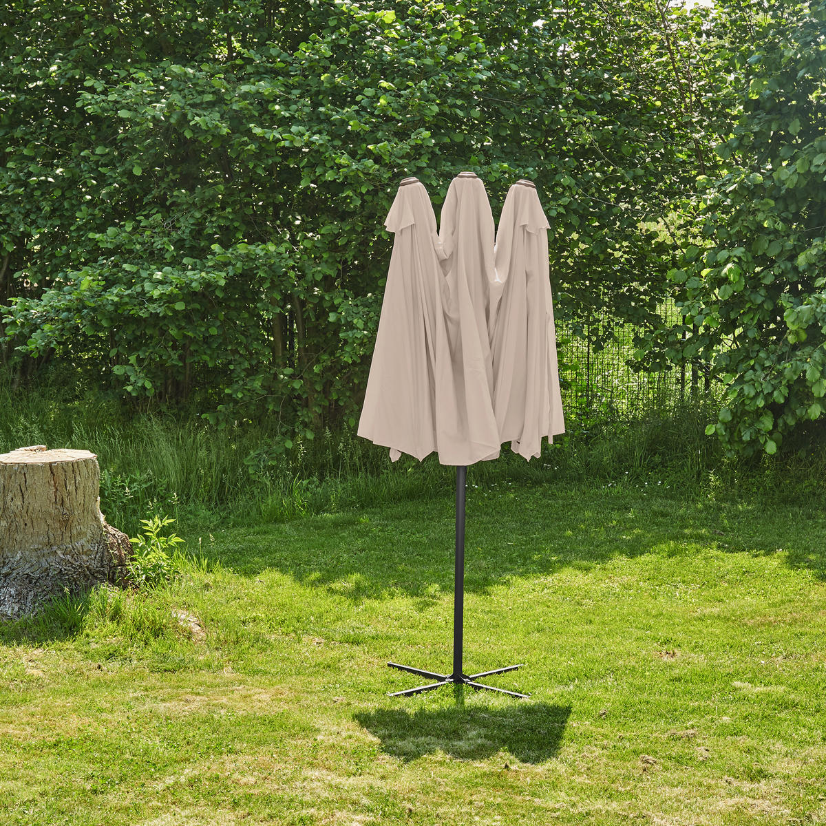 DOPPELSONNENSCHIRM - Beige, Textil/Metall (460/270cm) - Relaxdays