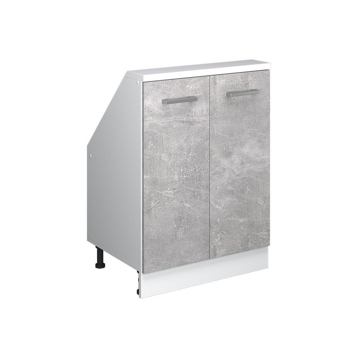 KUCHYŇSKÁ SKŘÍŇKA POD ŠIKMOU STŘECHU R-Line Beton/bílá - bílá/šedá, kompozitní dřevo (60/81.6/46cm) - Vicco