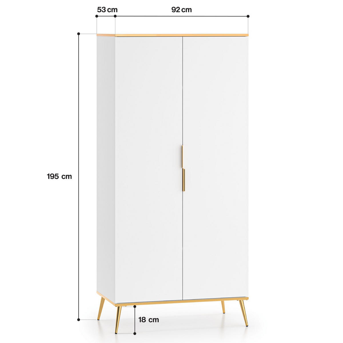 KLEIDERSCHRANK VELTI,Weiß - Weiß, Holzwerkstoff (92/195/53cm) - KONSIMO®