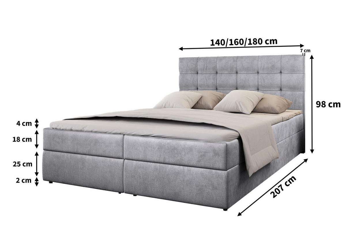 BOXBETT GLOS M 160x200 cm mit Matratze und Topper - Schwarz - Schwarz, Holz (160/200cm) - MASSENO