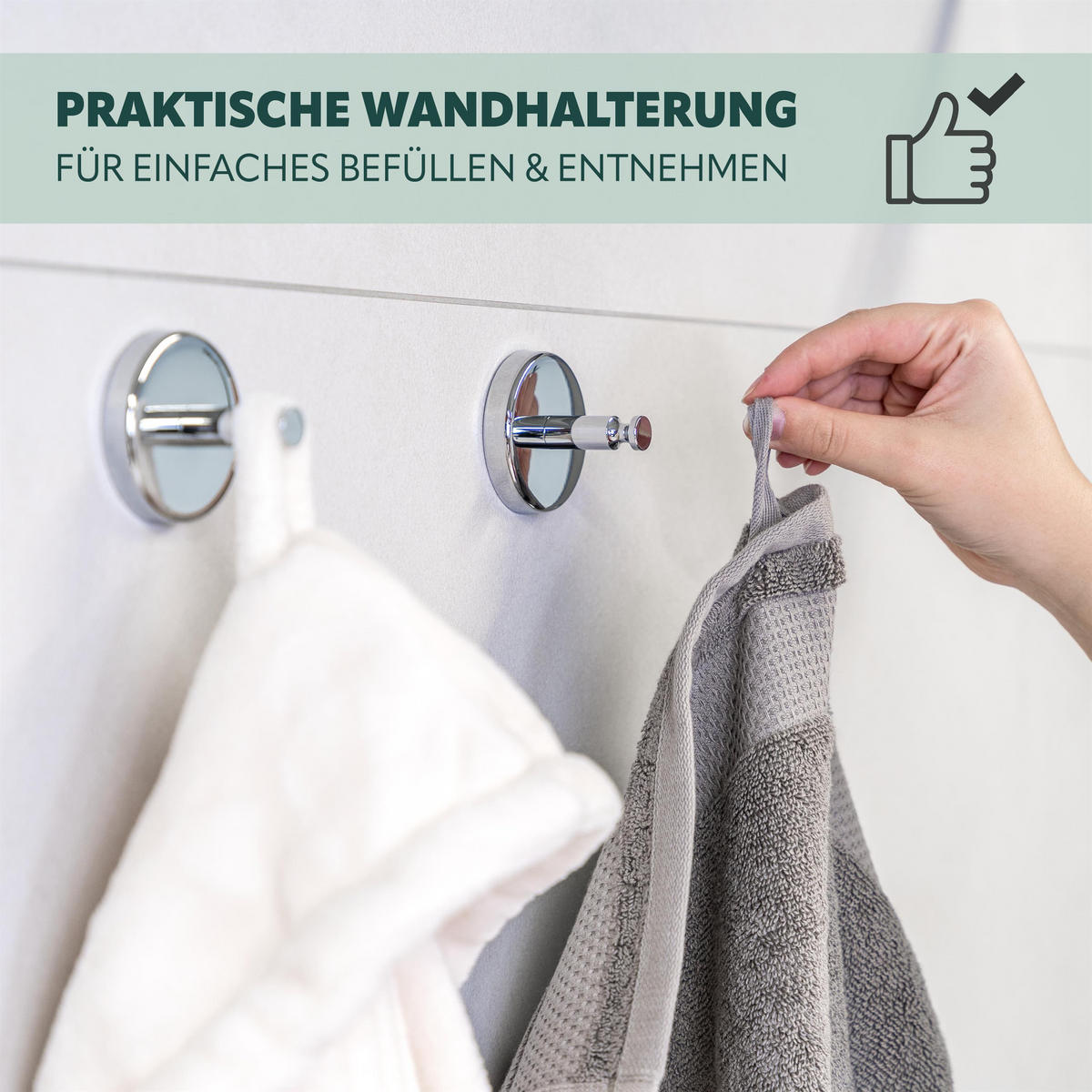HANDTUCHHAKEN LUCENTE 4er Set, Edelstahl verchromt - Chromfarben, Metall (6/6/4.5cm) - bremermann