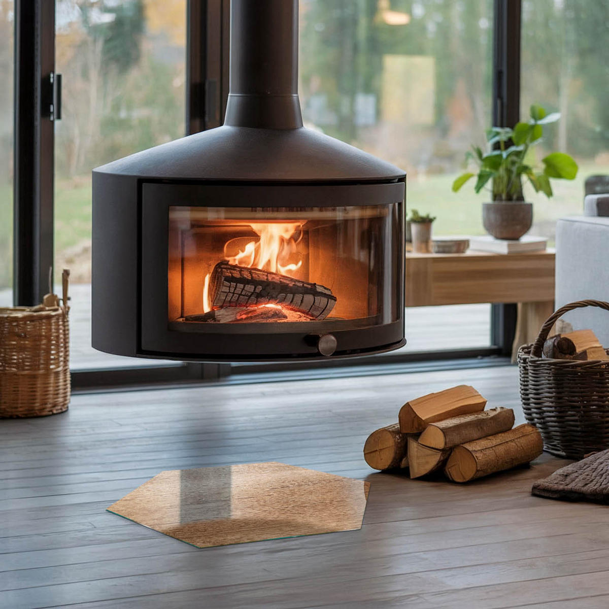 GLASPLATTE für Kamin h40 cm - Braun, Glas (40/40/0.4cm) - TULUP