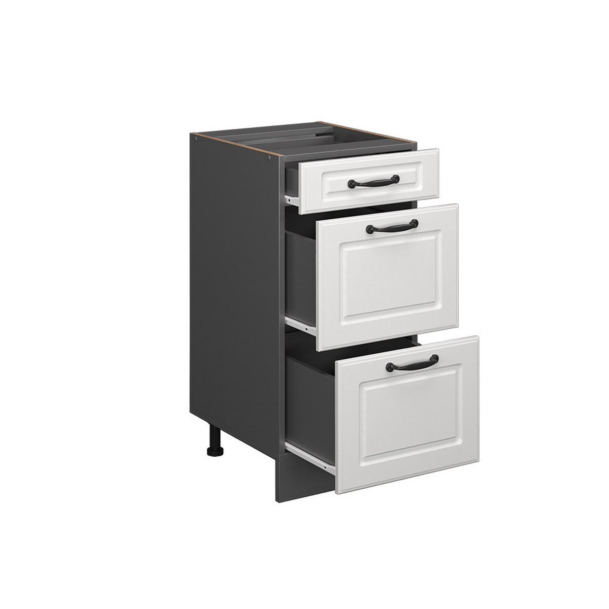 KÜCHENUNTERSCHRANK R-Line Weiß Landhaus 40 cm mit Schubladen AP Anthrazit - Anthrazit/Creme, Holzwerkstoff (40/81.6/60cm) - Vicco