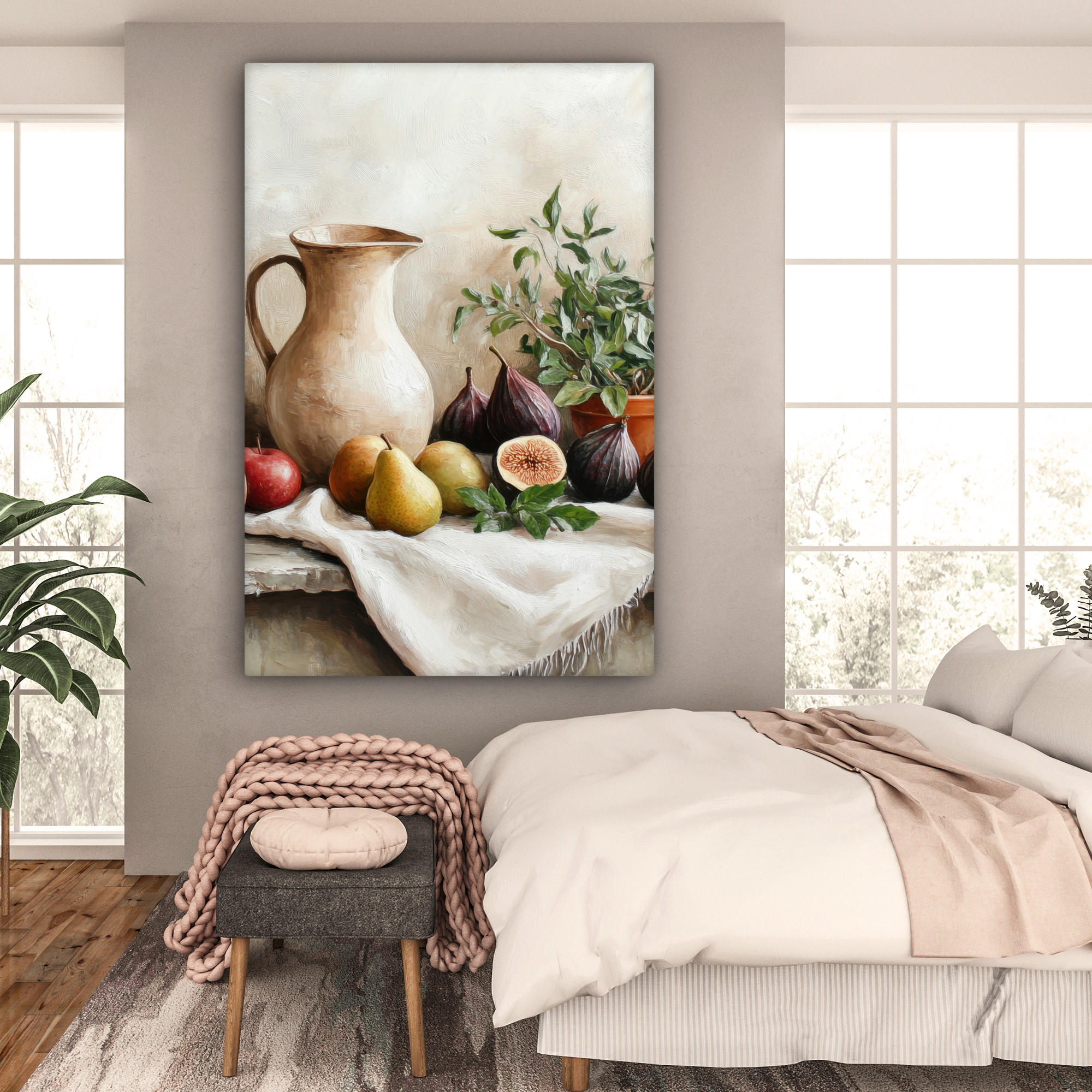 LEINWANDBILD Obst - Kräuter - Ländlich 90x140 cm - Naturfarben, Textil (90/140cm) - MuchoWow