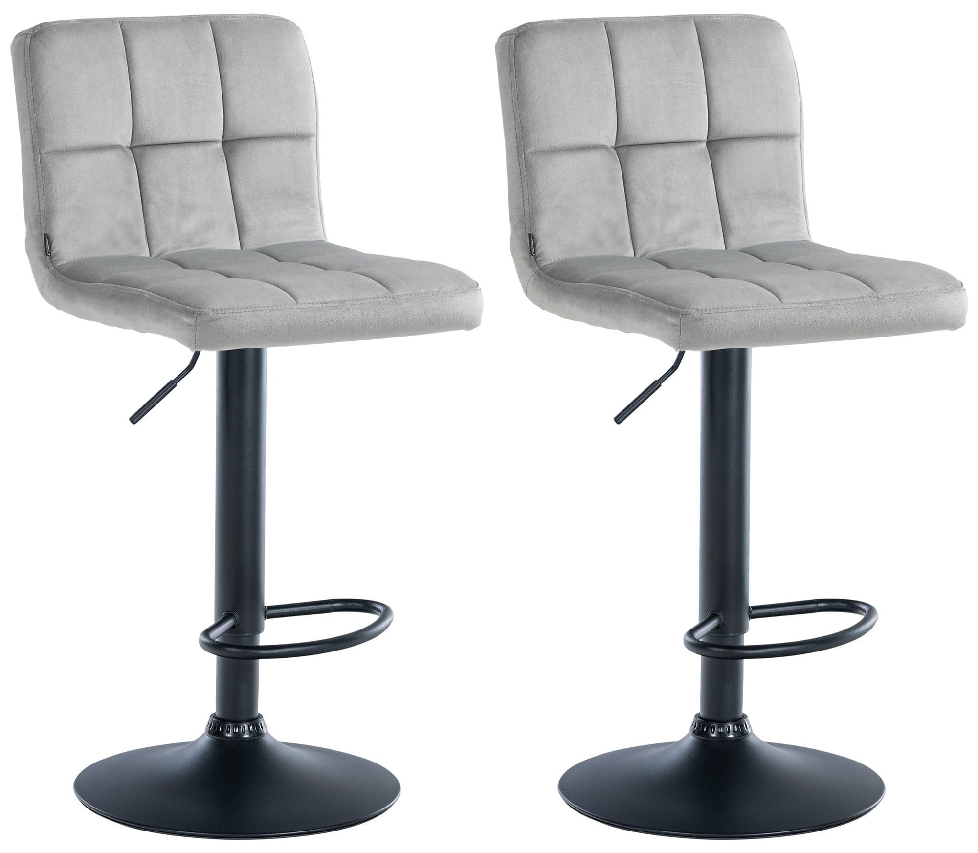 BARHOCKER 2er Set Samt grau - Schwarz/Grau, Textil/Metall (46/94/47cm) - CLP