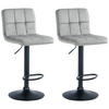 BARHOCKER 2er Set Samt grau - Schwarz/Grau, Textil/Metall (46/94/47cm) - CLP