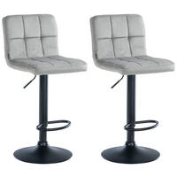 BARHOCKER 2er Set Samt grau - Schwarz/Grau, Textil/Metall (46/94/47cm) - CLP