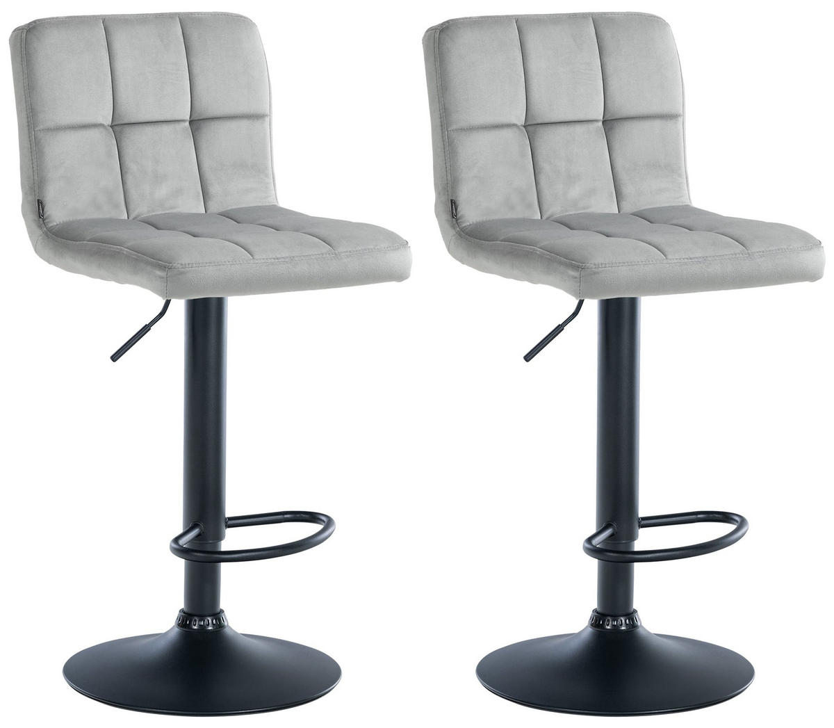 BARHOCKER 2er Set Samt grau - Schwarz/Grau, Textil/Metall (46/94/47cm) - CLP