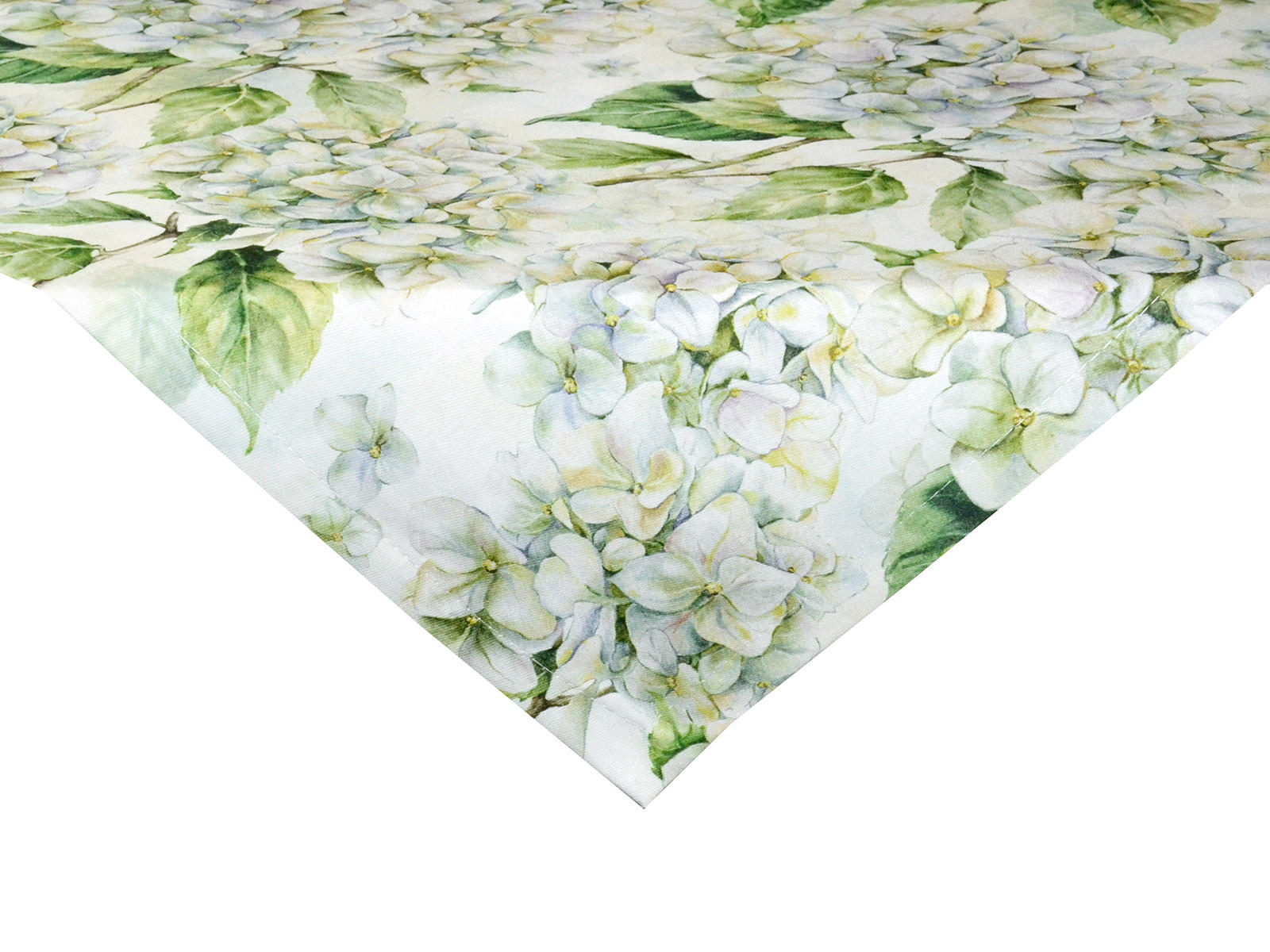 XS-MITTELDECKE Landlust-Hortensie weiß 60/60 cm - Weiß/Grün, Textil (60/60cm) - beties Heimtextil