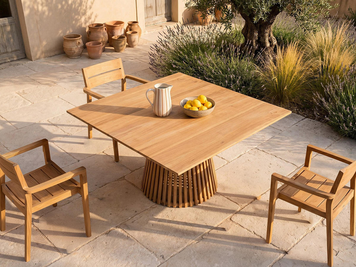 GARTENTISCH - 4 Personen, 8 Personen - holz - naturfarben hell Triani - Naturfarben, Holz (135/135/75cm) - Vente-Unique