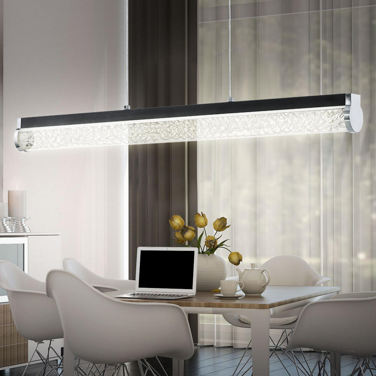 LED HÄNGELEUCHTE Trevelo Schwarz - Schwarz, Glas (76.5/8/110cm)