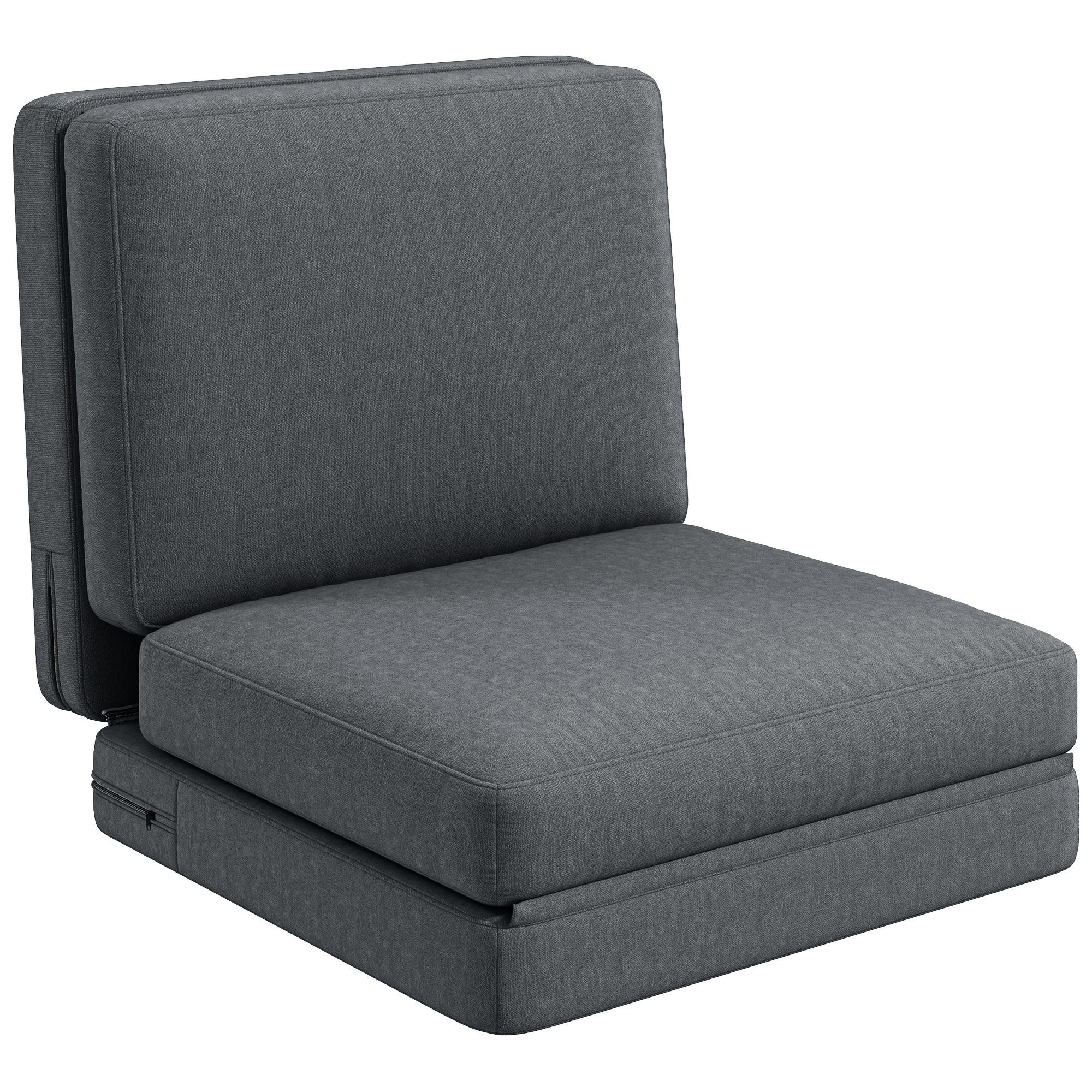 BODENSOFA 3-in-1, bis 240 kg belastbar, Dunkelgrau - Dunkelgrau, Kunststoff (268/18/75cm) - HOMCOM
