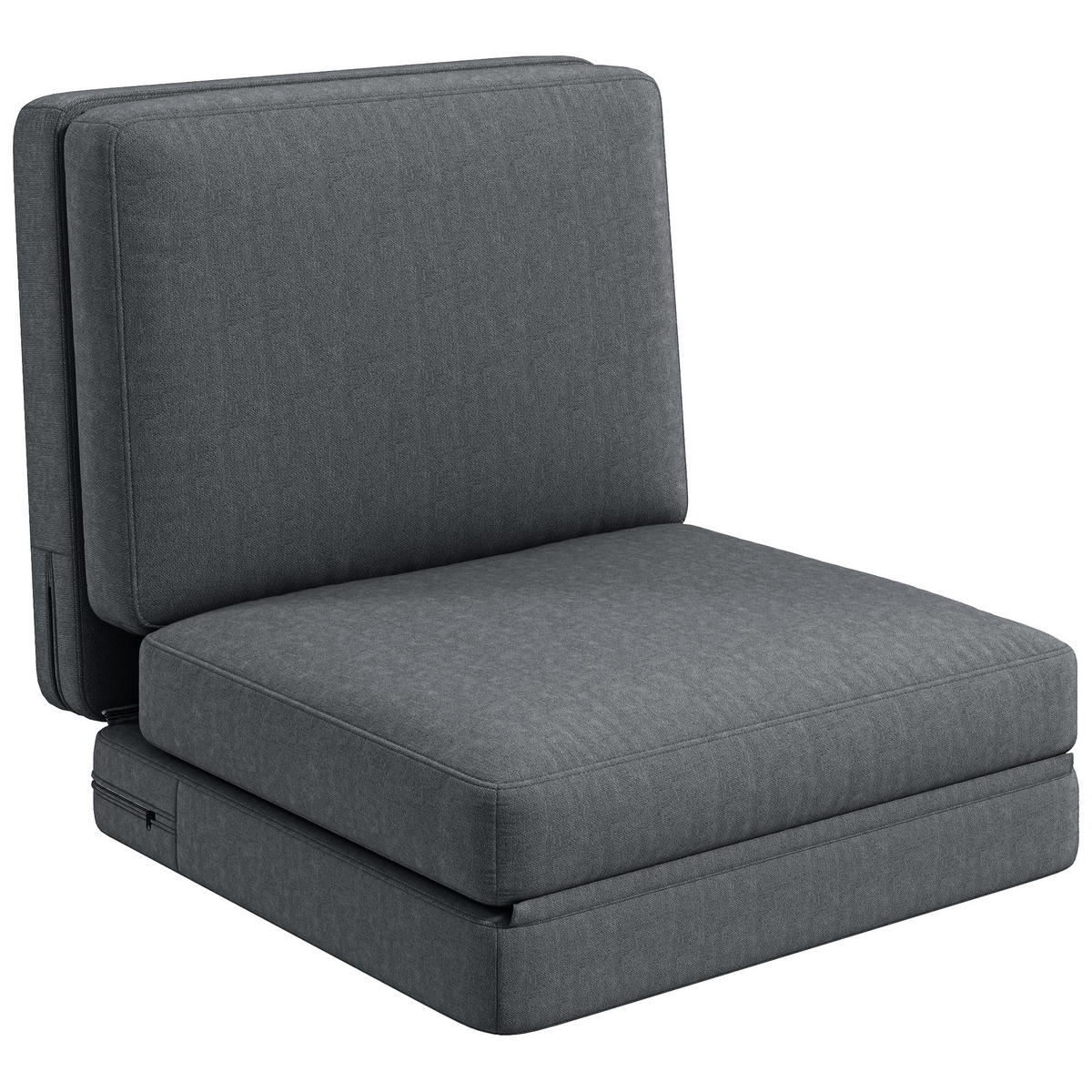 BODENSOFA 3-in-1, bis 240 kg belastbar, Dunkelgrau - Dunkelgrau, Kunststoff (268/18/75cm) - HOMCOM