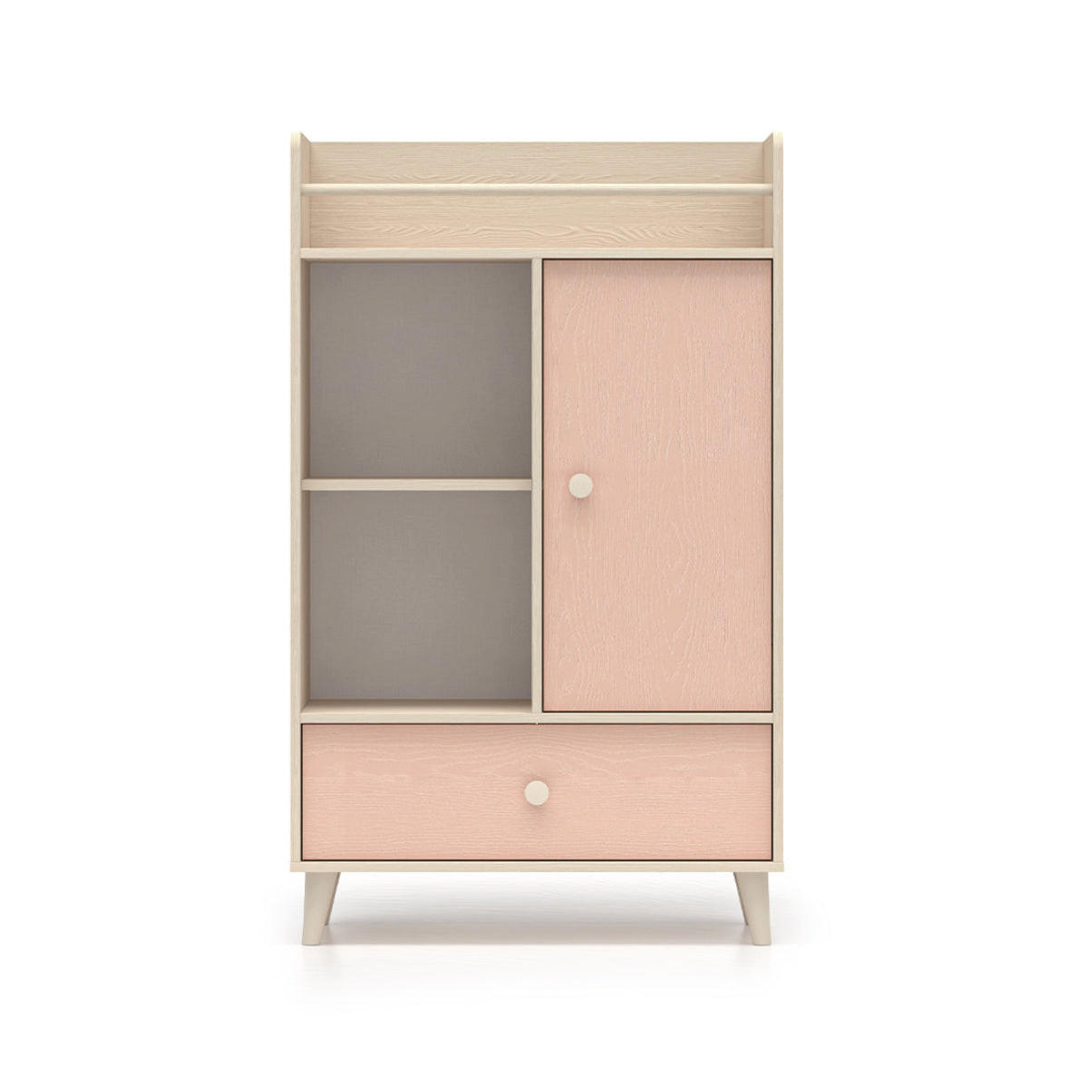 POLICA ZA KNJIGE Alycia Bejž - Koralno ružičasta - Drveni efekt - pink, drvo (80/132/40cm) - Petits-meubles