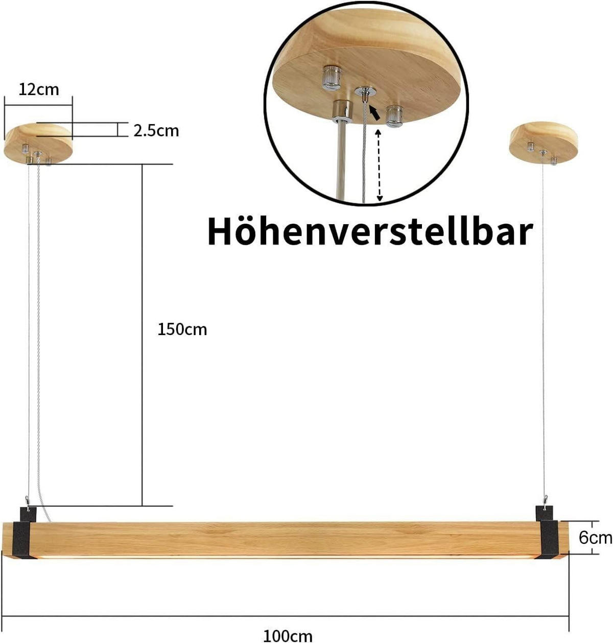 HÄNGELEUCHTE Valeska 100/12/150 cm - Braun, Holzwerkstoff (100/12/150cm) - Nettlife